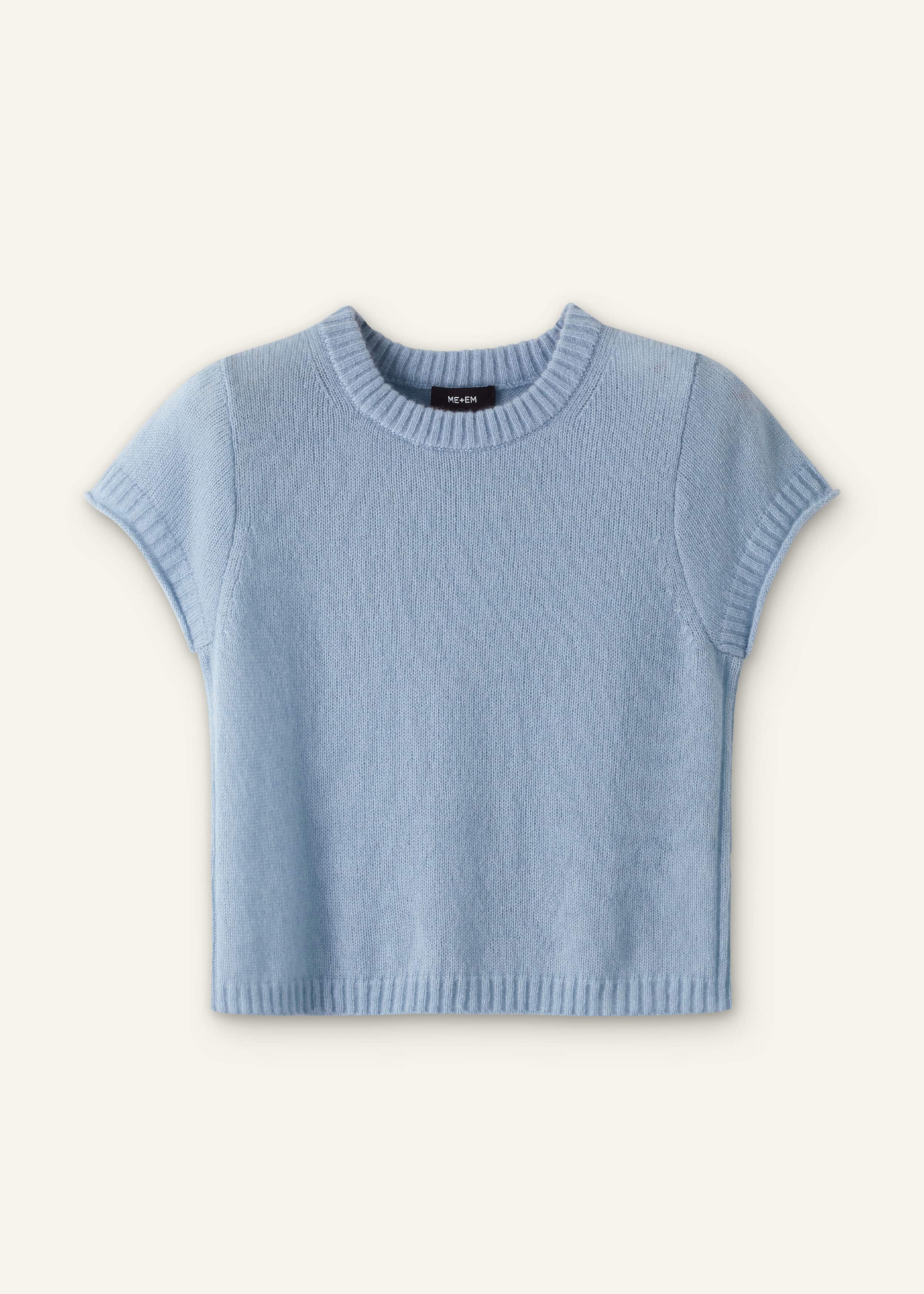 Blue Merino Cashmere Silk Straight Baby Tee meandem