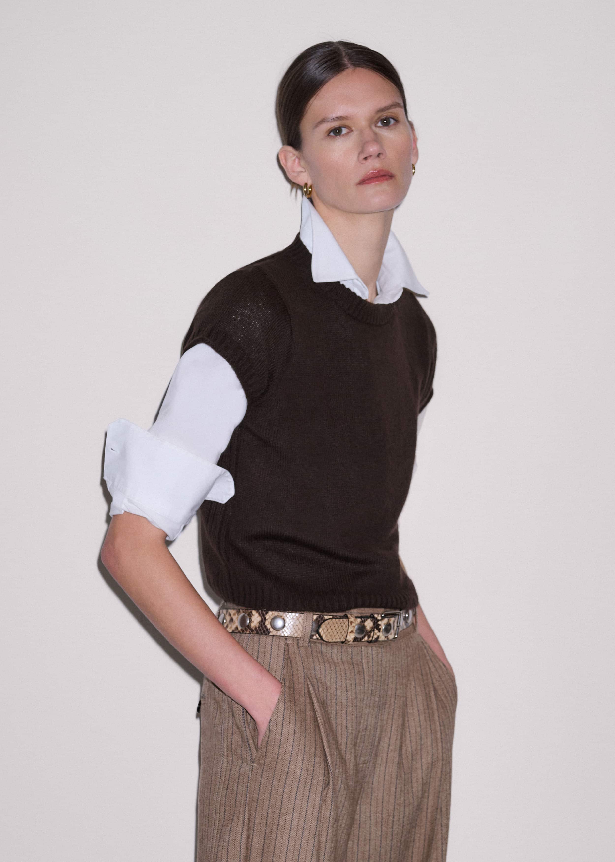 Brown Merino Cashmere Silk Straight Baby Tee meandem