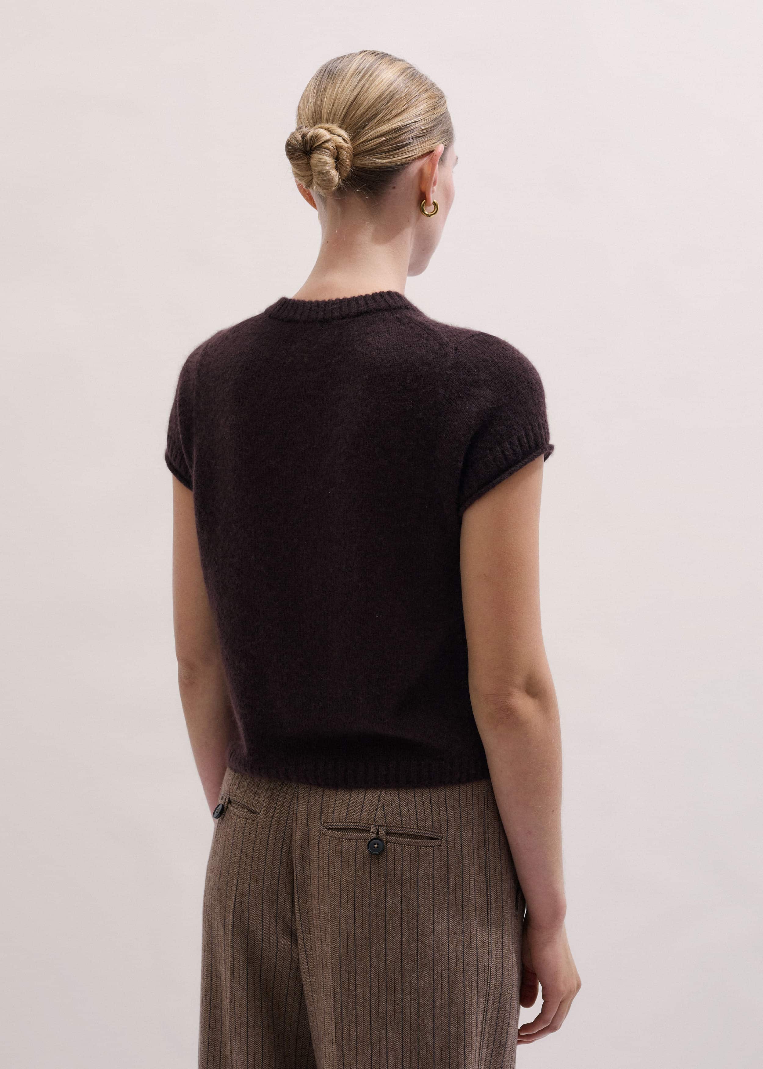 Brown Merino Cashmere Silk Straight Baby Tee meandem