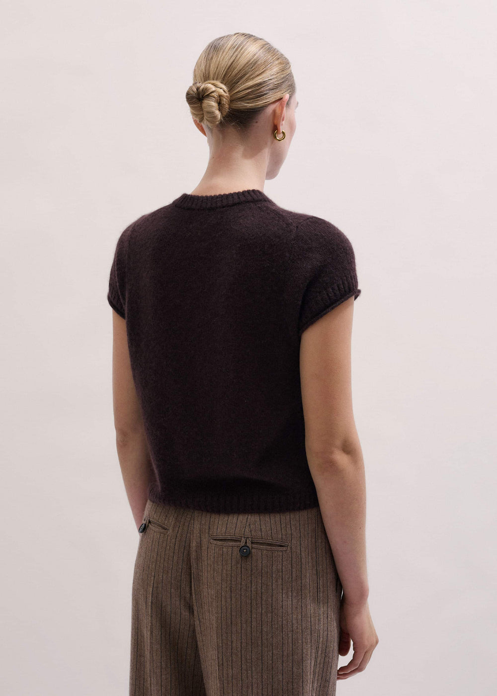 Brown Merino Cashmere Silk Straight Baby Tee meandem