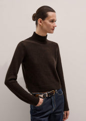 Brown Cashmere High Neck Crop Jumper meandem