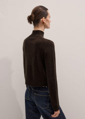 Brown Cashmere High Neck Crop Jumper meandem