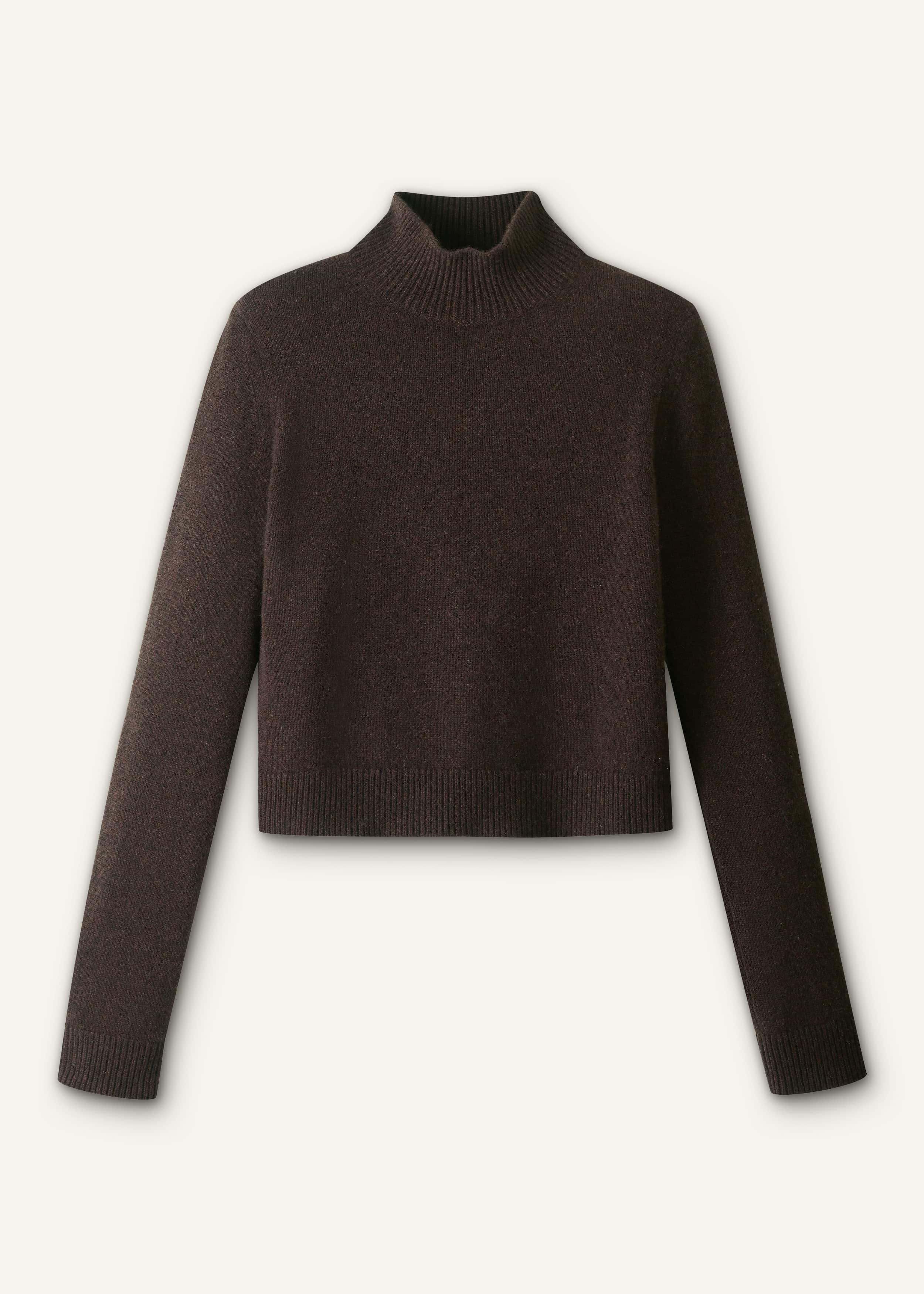 Brown Cashmere High Neck Crop Jumper meandem