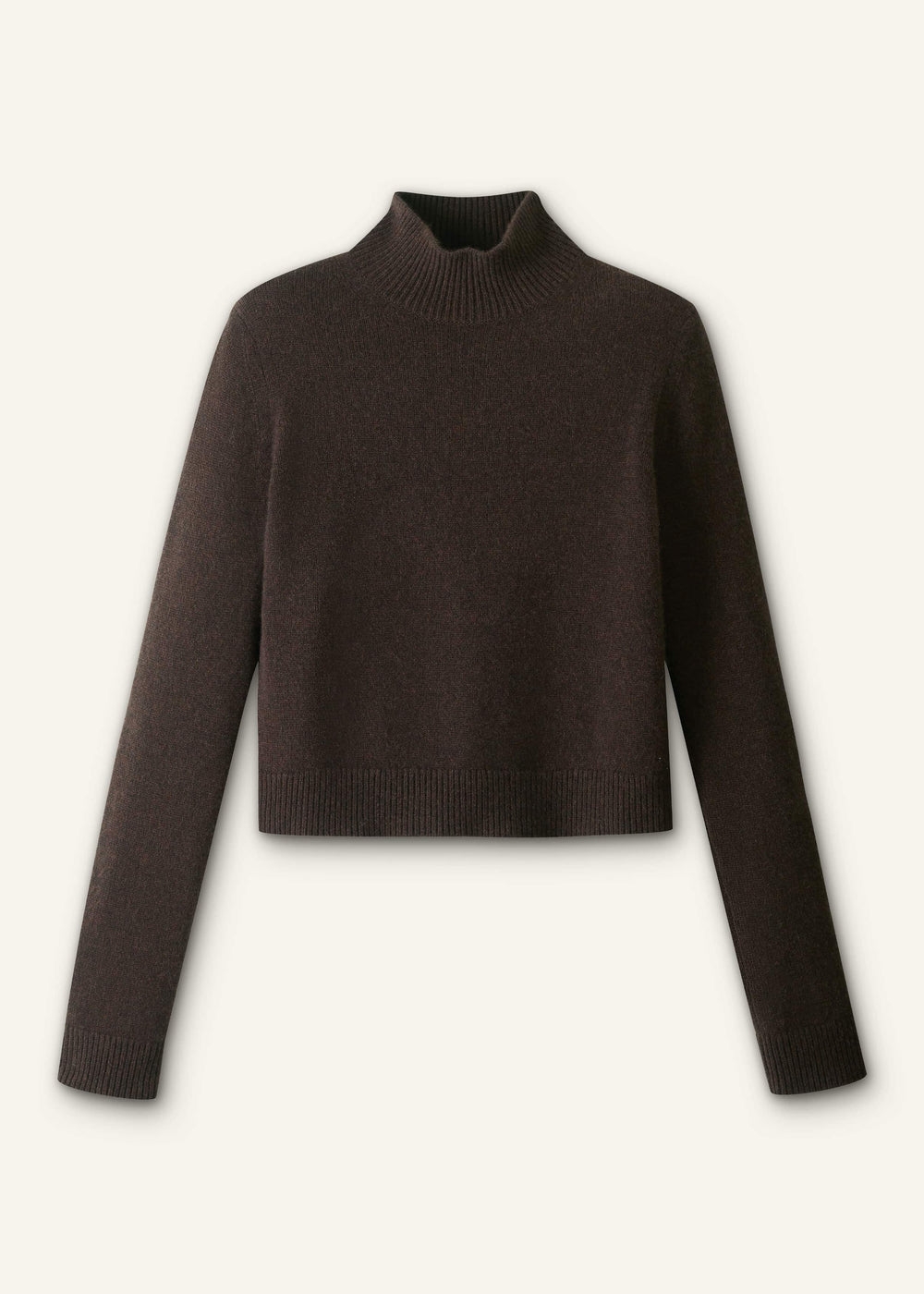 Brown Cashmere High Neck Crop Jumper meandem