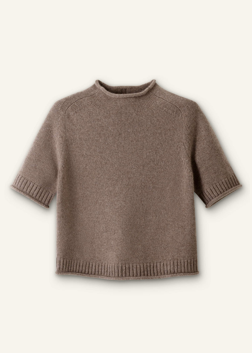 Brown Cashmere Roll Trim Knit Tee meandem