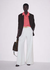 Pink Textured Stripe Straight Sporty Smart Polo Tee meandem