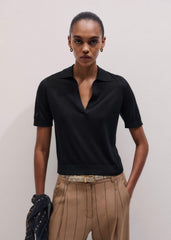 Black Silk Slim Knit Polo Tee meandem