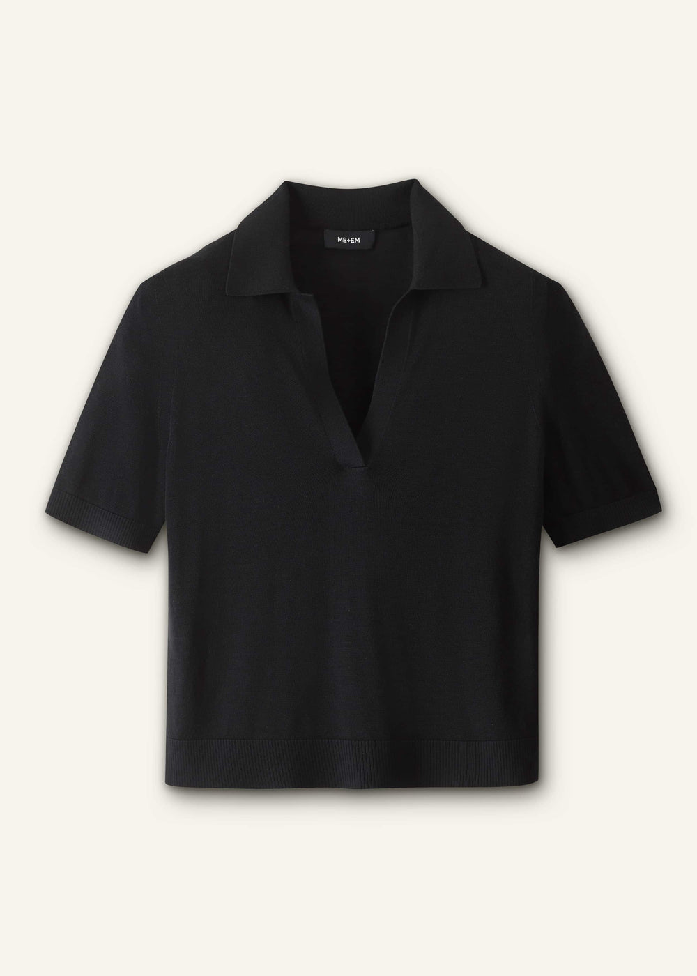 Black Silk Slim Knit Polo Tee meandem