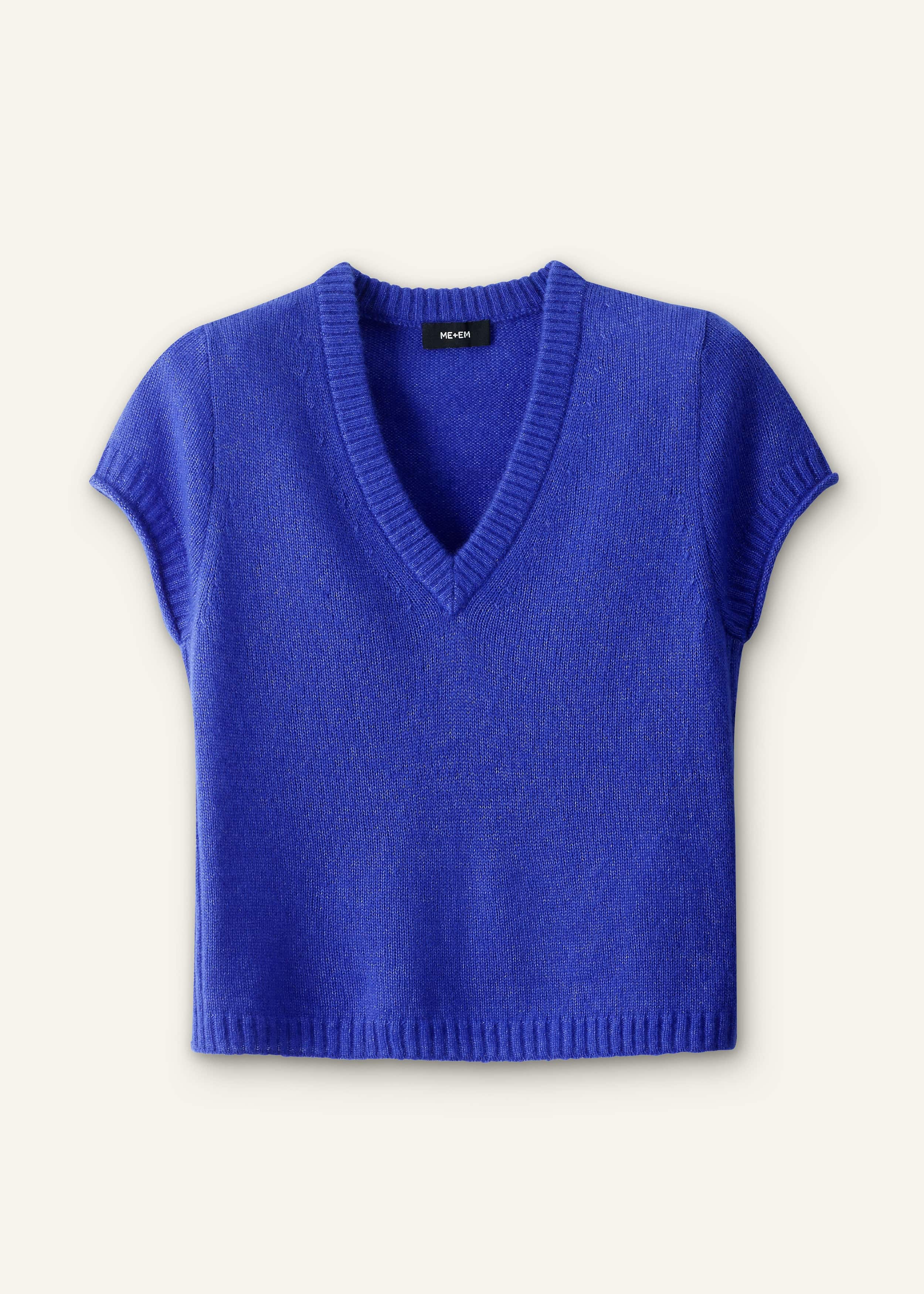 Blue Merino Cashmere Silk V-Neck Baby Tee meandem