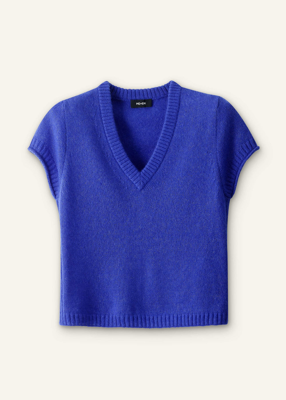 Blue Merino Cashmere Silk V-Neck Baby Tee meandem