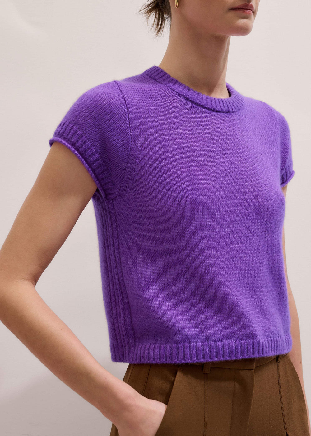 Purple Merino Cashmere Silk Straight Baby Tee meandem
