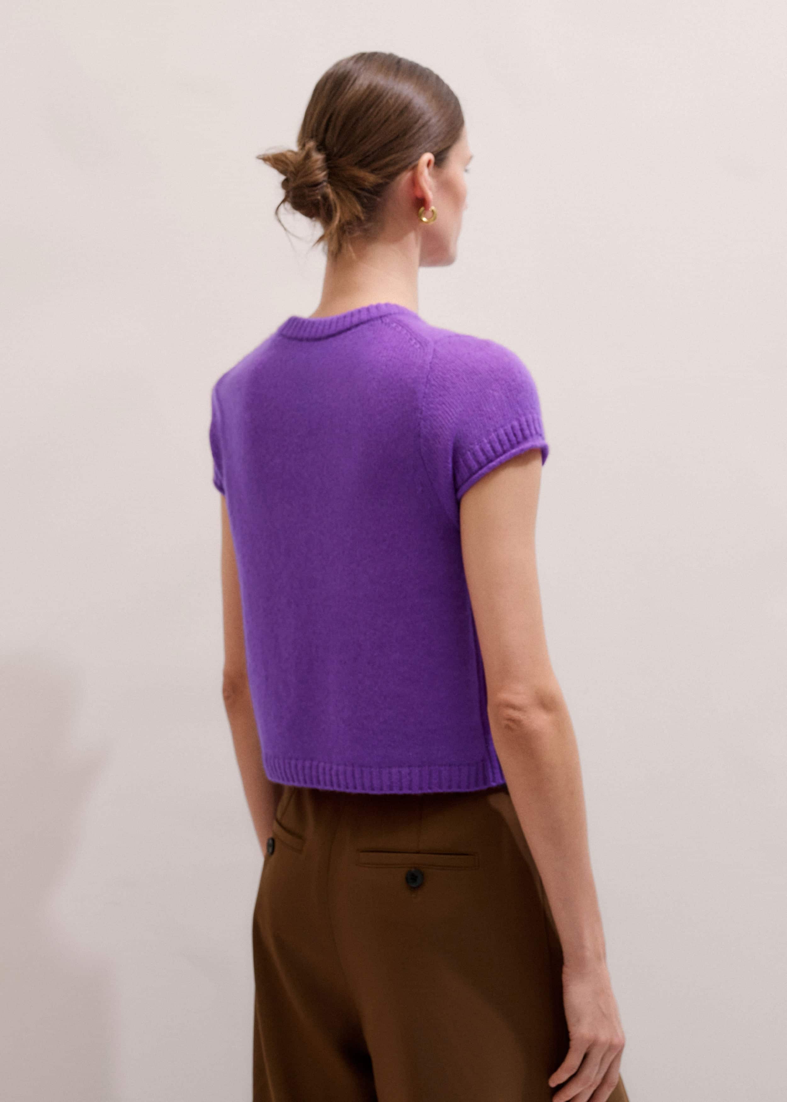 Purple Merino Cashmere Silk Straight Baby Tee meandem