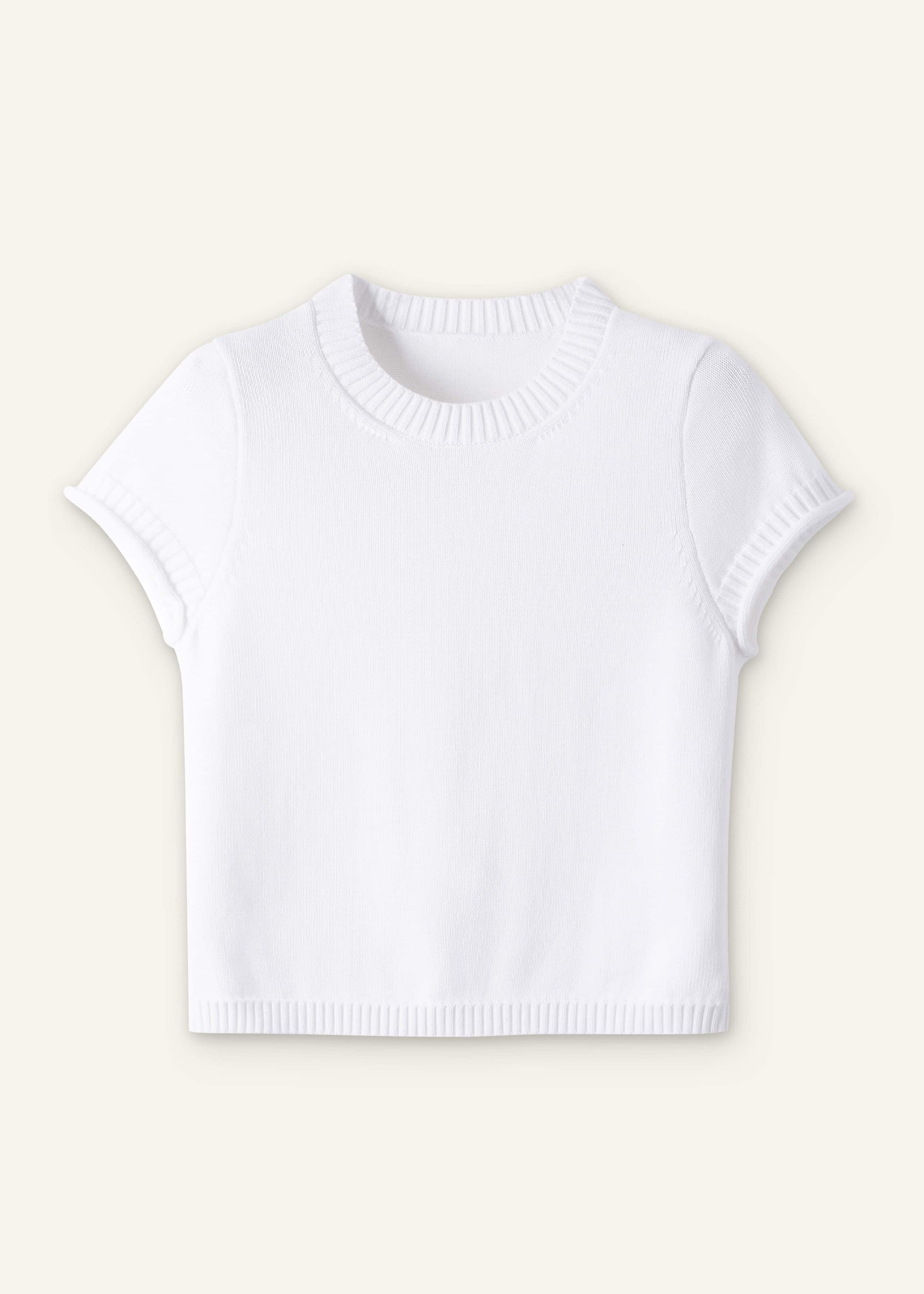 White Shrunken Straight Knit Baby Tee meandem