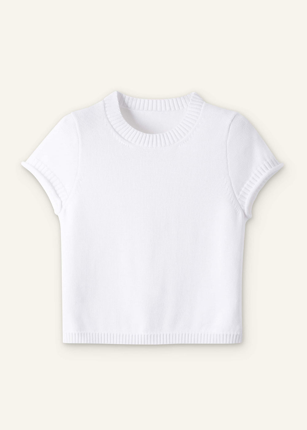 White Shrunken Straight Knit Baby Tee meandem