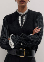 Black V-Neck Straight Knit Vest meandem
