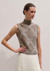 Brown Merino Statement Textured Argyle Sweater Vest meandem