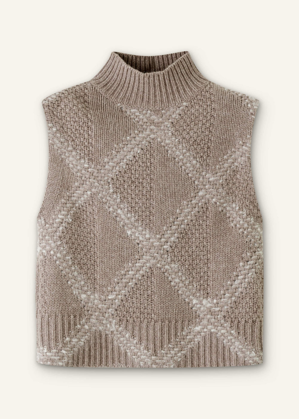 Brown Merino Statement Textured Argyle Sweater Vest meandem