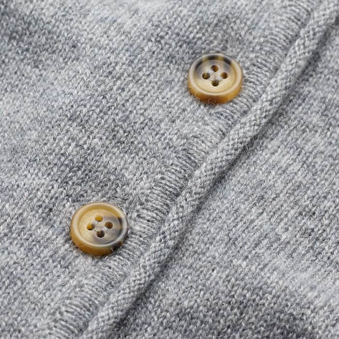 Gray Cashmere Roll Trim Straight Cardigan meandem