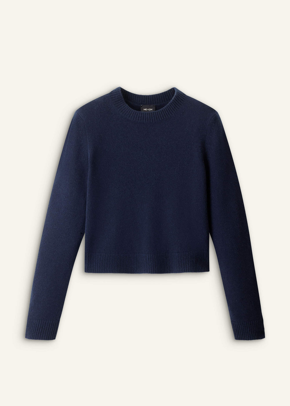 Navy Cashmere Crew Neck Crop Sweater meandem