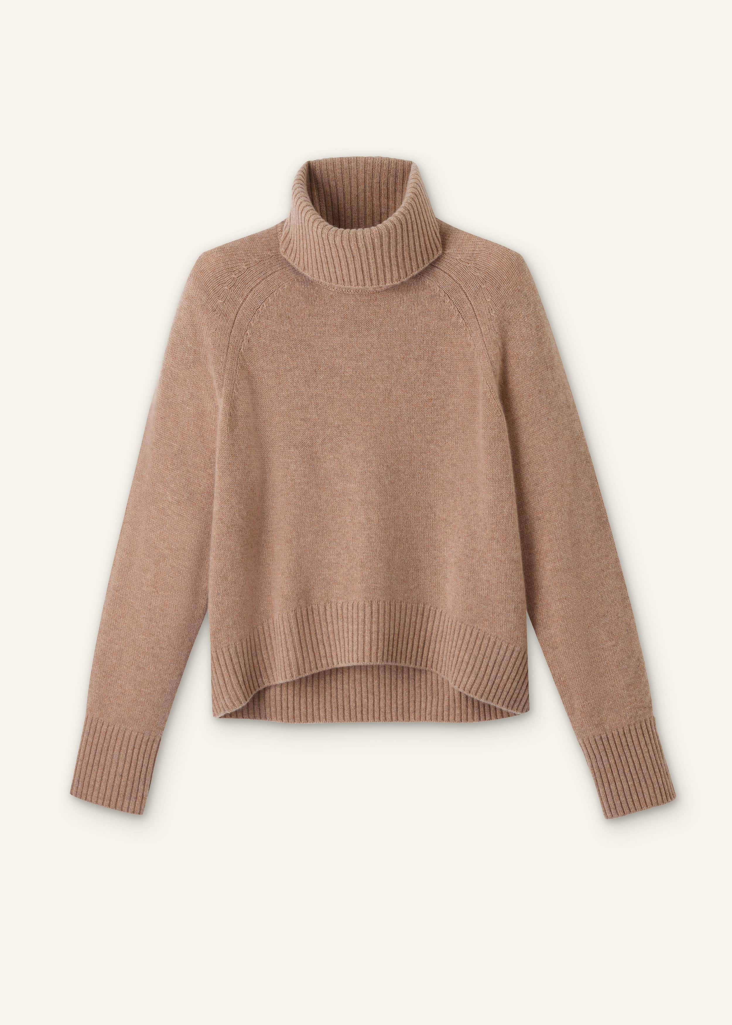 Brown Cashmere Curved Hem Raglan Sweater + Snood meandem