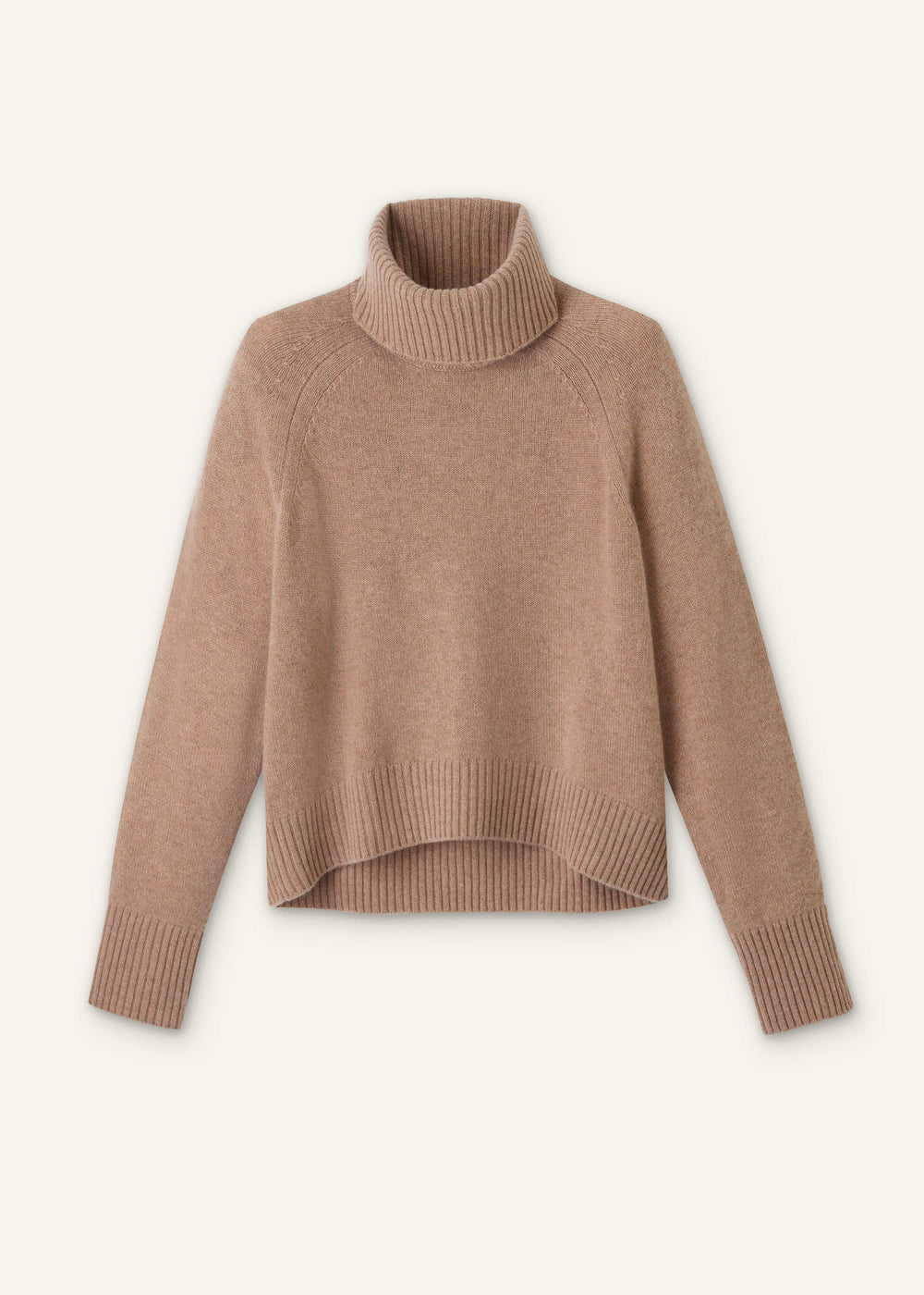 Brown Cashmere Curved Hem Raglan Sweater + Snood meandem