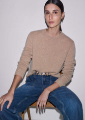 Camel Brown Cashmere Relaxed Crop Sweater meandem