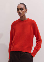 Red Cashmere Curved Hem Raglan Sweater + Snood meandem