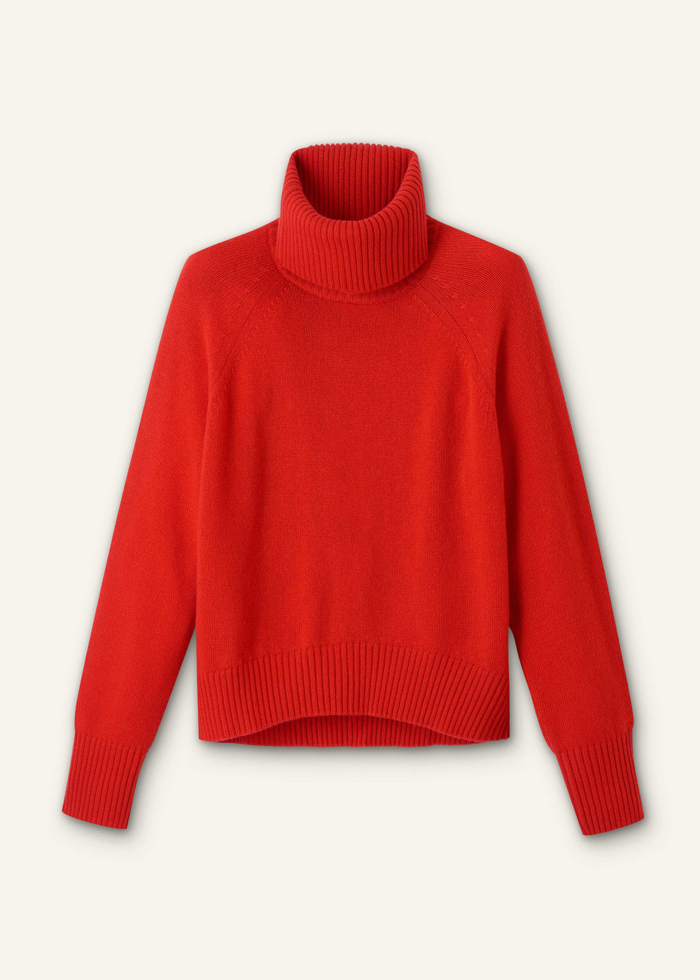 Red Cashmere Curved Hem Raglan Sweater + Snood meandem