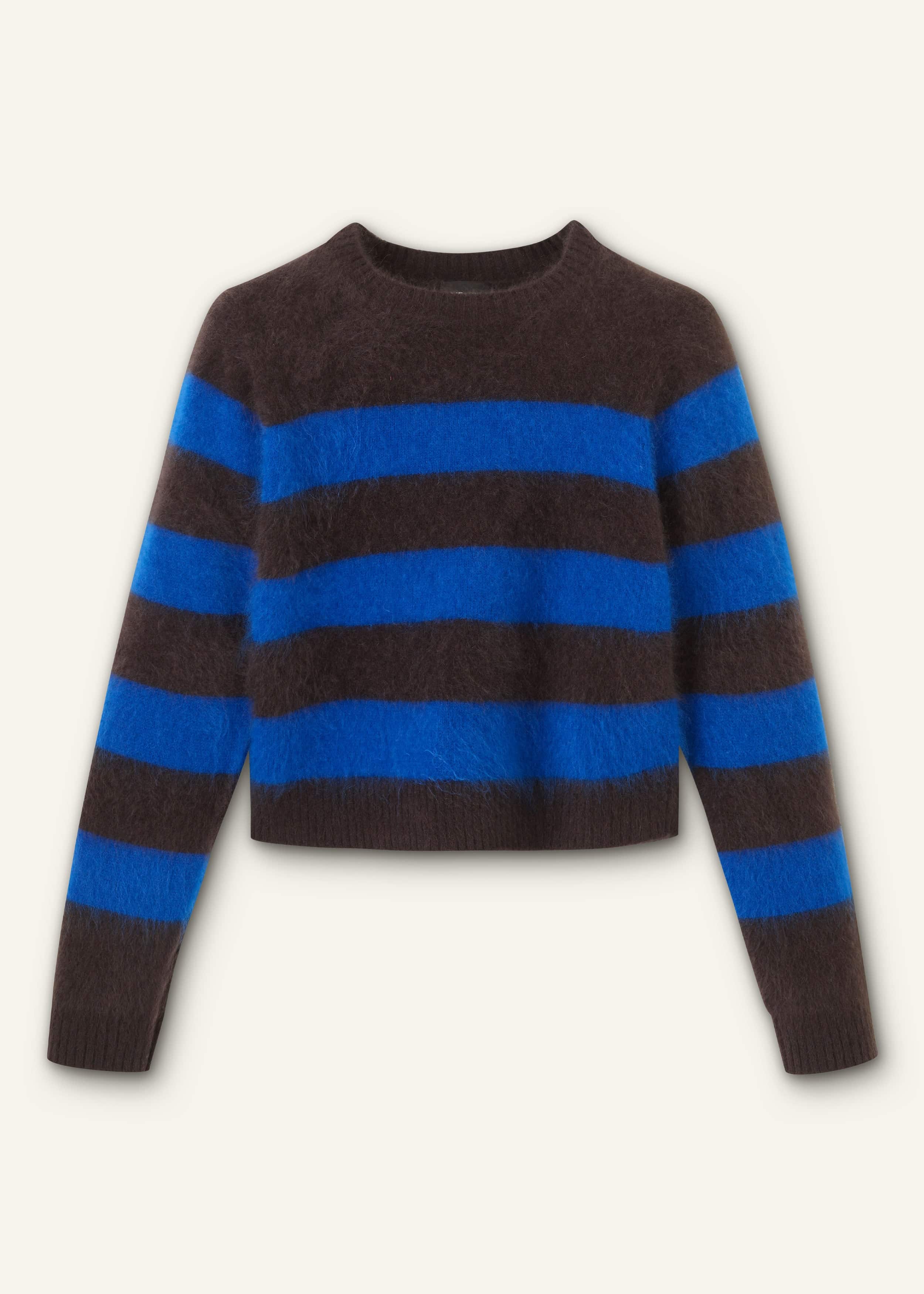 Brown Brushed Cashmere Stripe Crop Jumper meandem