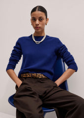Blue Cashmere Relaxed Crop Sweater meandem
