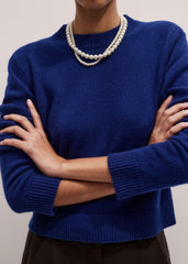 Blue Cashmere Relaxed Crop Sweater meandem
