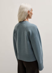 Blue V-Neck Relaxed Raglan Cardigan meandem