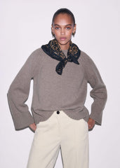 Brown Exposed Seam Raglan Sweater + Snood meandem