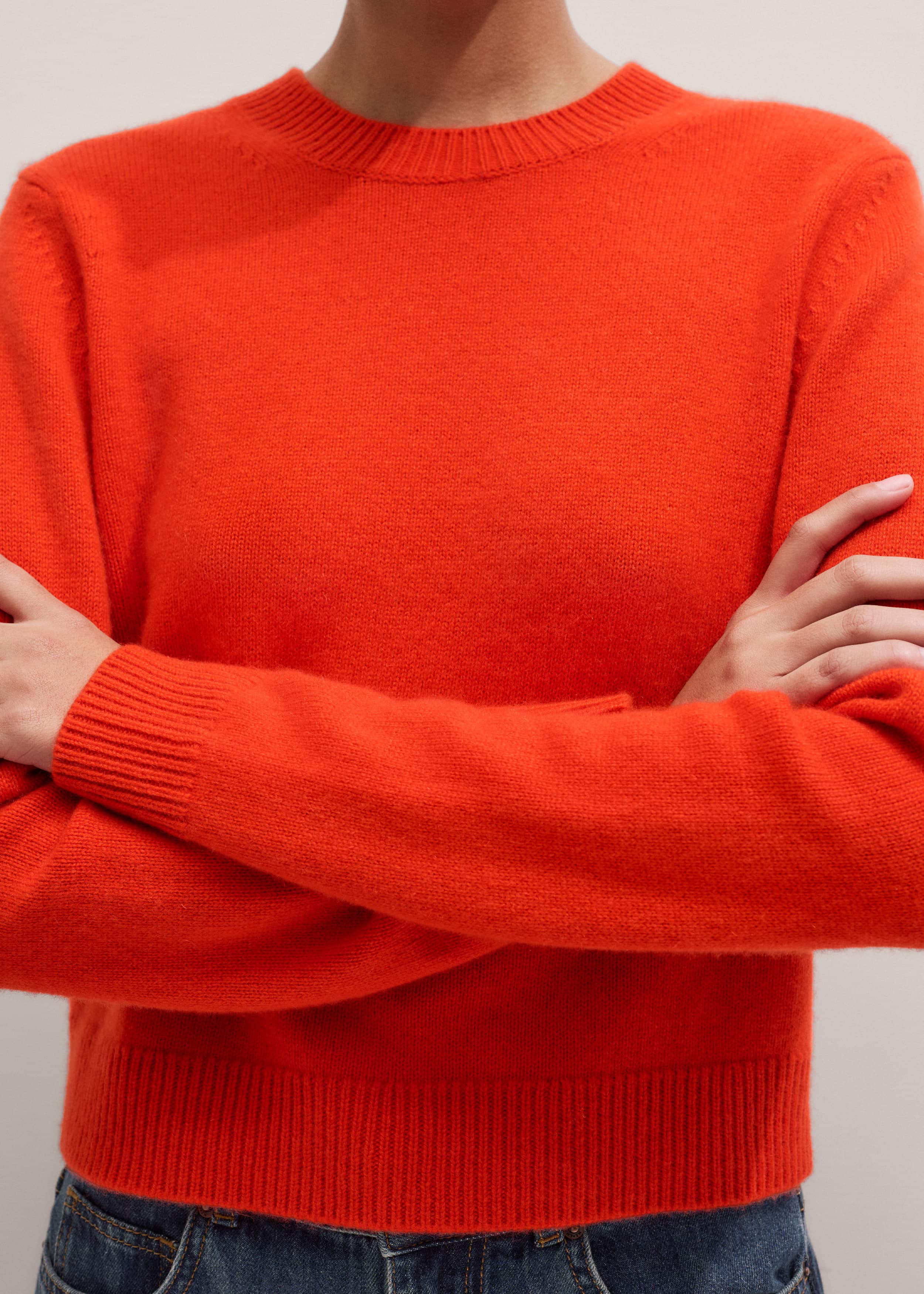 Orange Cashmere Relaxed Crop Sweater meandem
