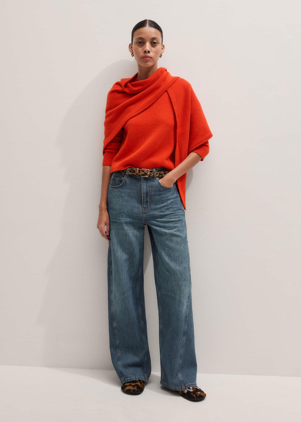 Orange Cashmere Relaxed Crop Sweater meandem