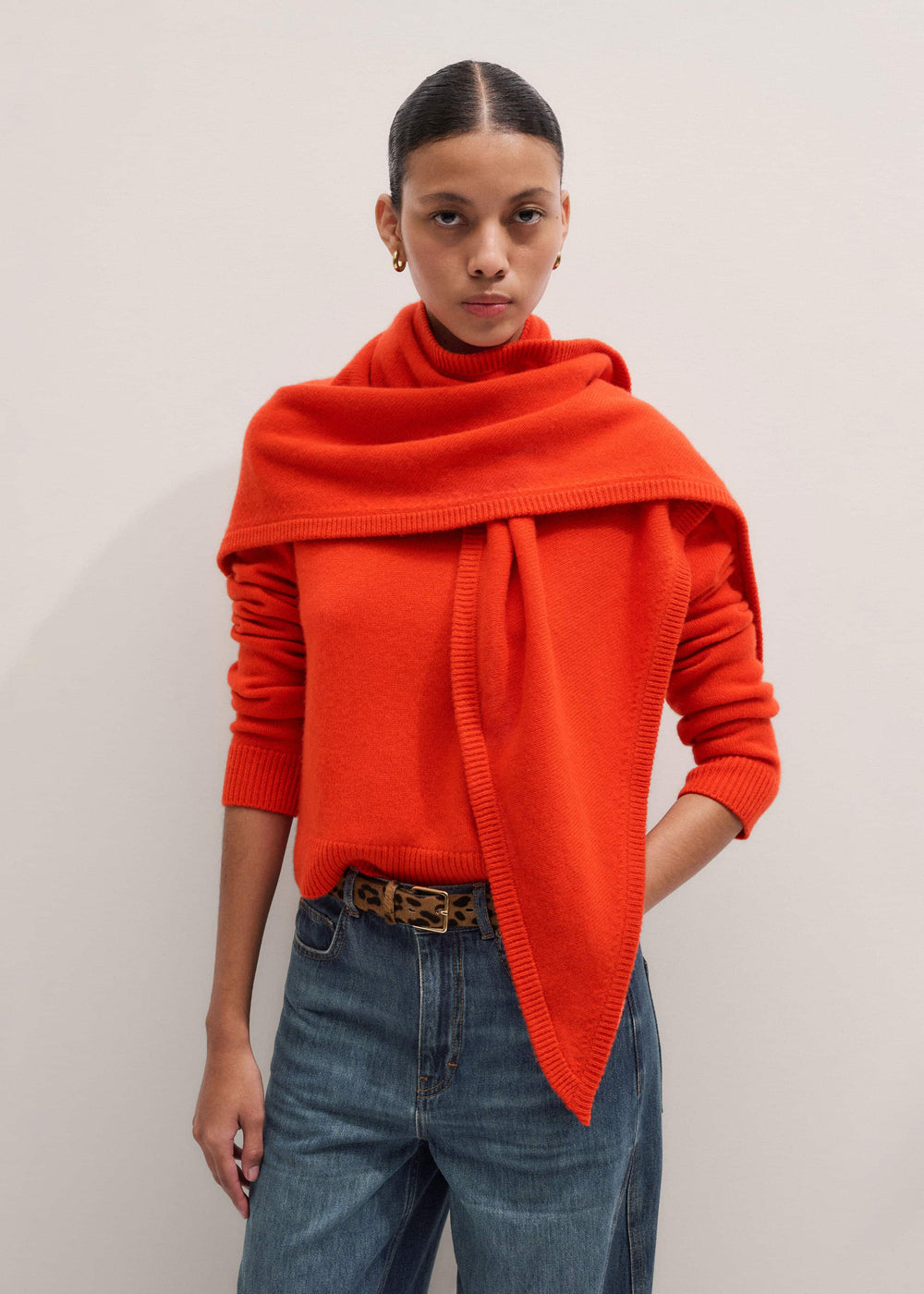 Orange Cashmere Relaxed Crop Sweater meandem