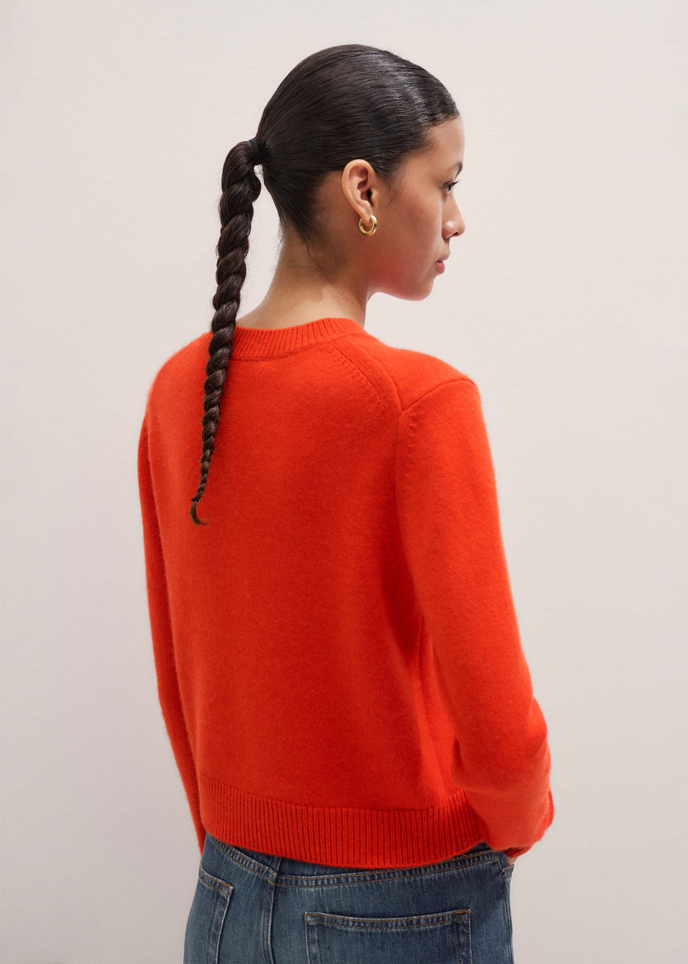 Orange Cashmere Relaxed Crop Sweater meandem