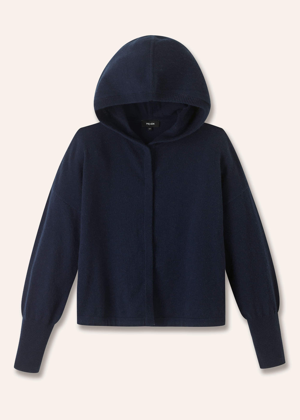 Dark Navy Cashmere Drop Shoulder Box Crop Hoodie meandem