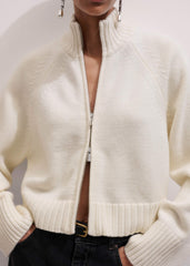 Cream Two-Way Zip Jacket meandem