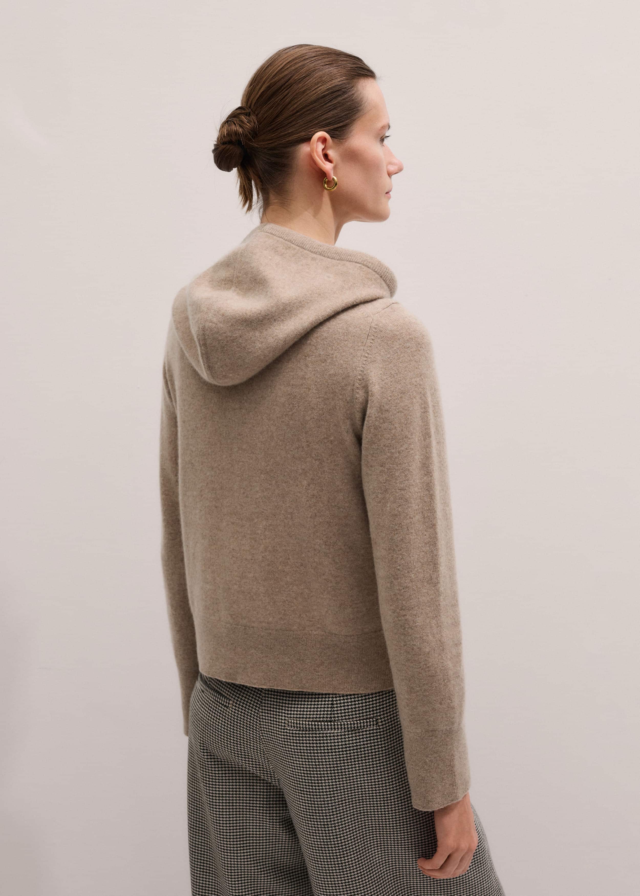 Light Brown Cashmere Two-Way Zip Straight Hoodie meandem