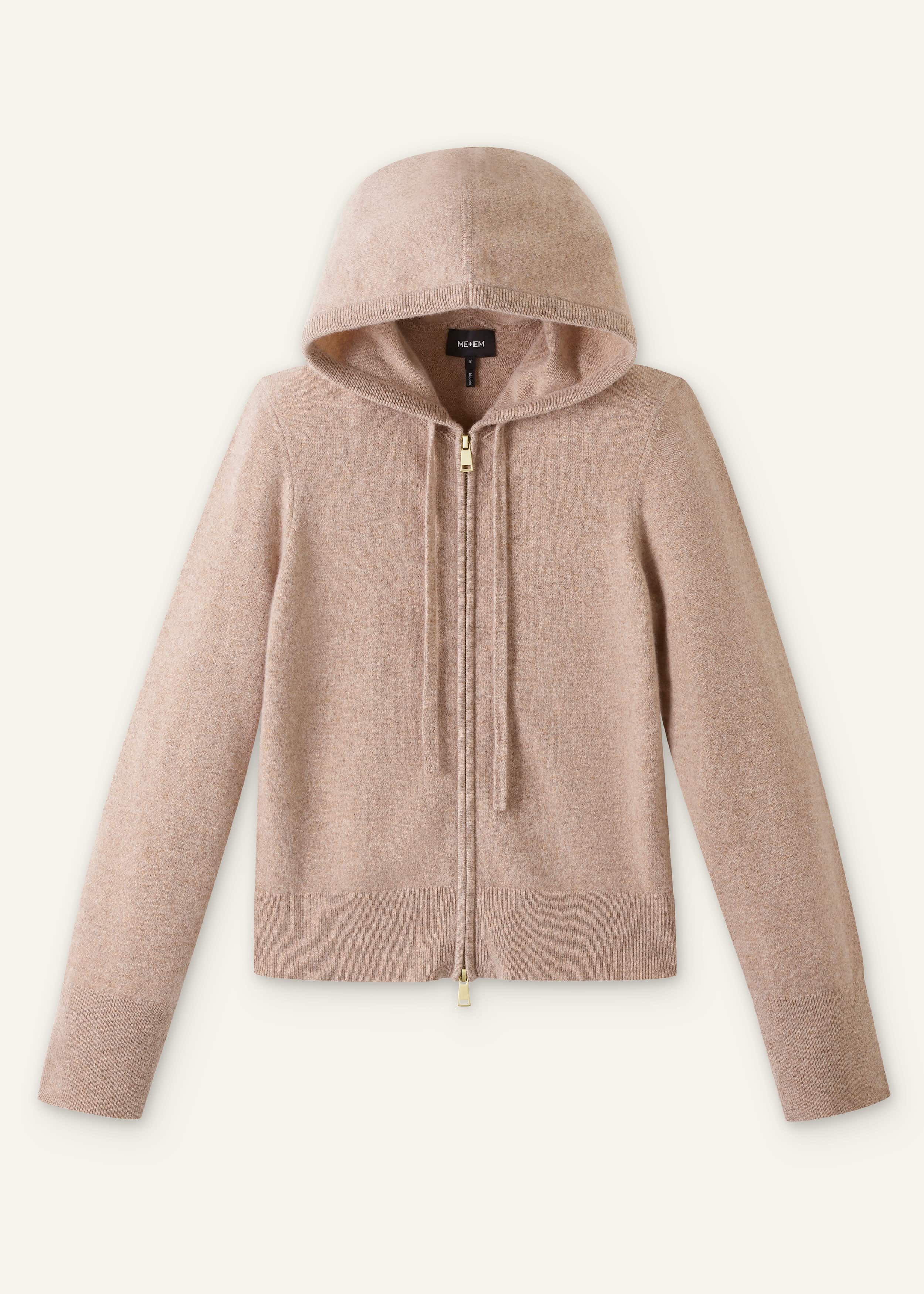 Light Brown Cashmere Two-Way Zip Straight Hoodie meandem