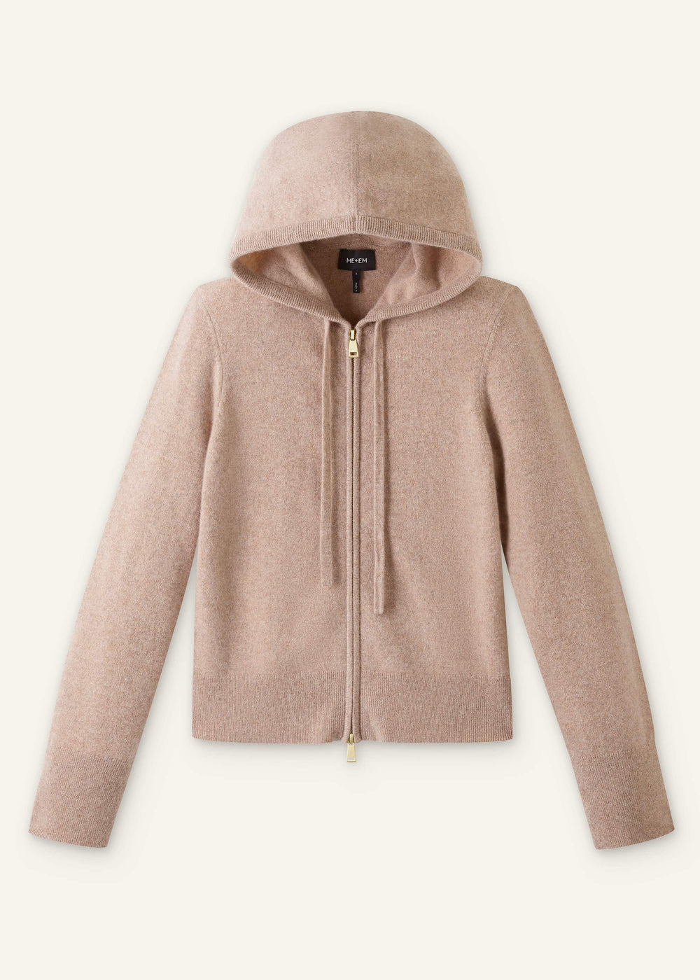 Light Brown Cashmere Two-Way Zip Straight Hoodie meandem