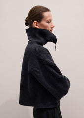 Grey Relaxed Fly Neck Zip Jumper meandem