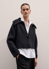 Grey Relaxed Fly Neck Zip Jumper meandem