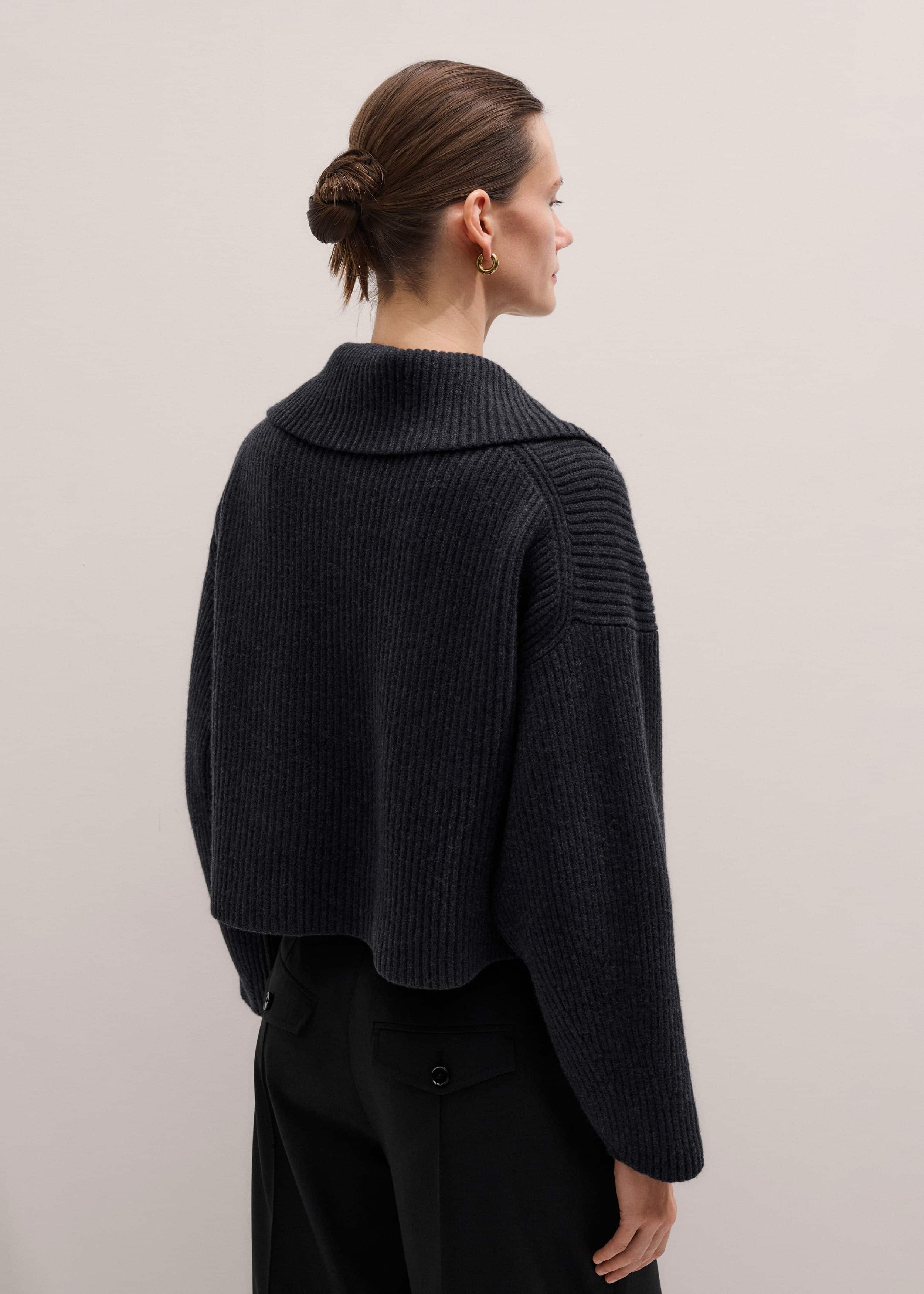 Grey Relaxed Fly Neck Zip Jumper meandem
