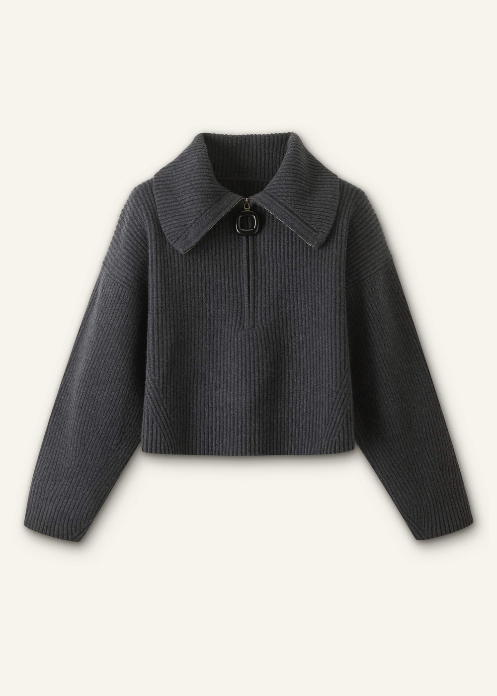 Grey Relaxed Fly Neck Zip Jumper meandem