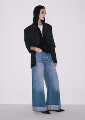 Black Cashmere Sleeveless Relaxed Zip Hoodie meandem