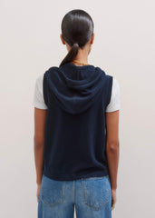 Navy Icon Cashmere Sleeveless Blazer Hoodie | Knitwear meandem