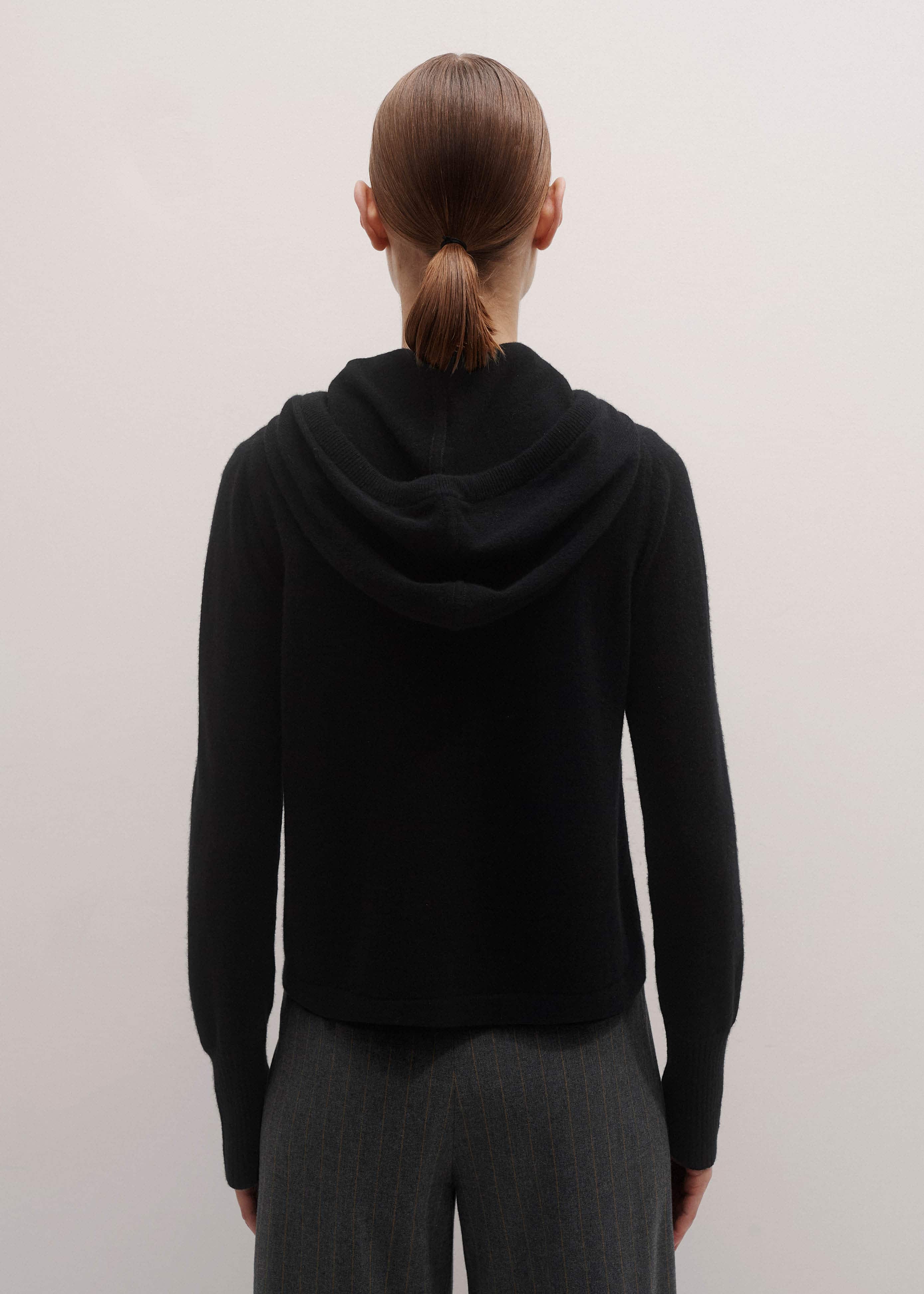 Black Cashmere Relaxed Fit Box Zip Hoodie meandem