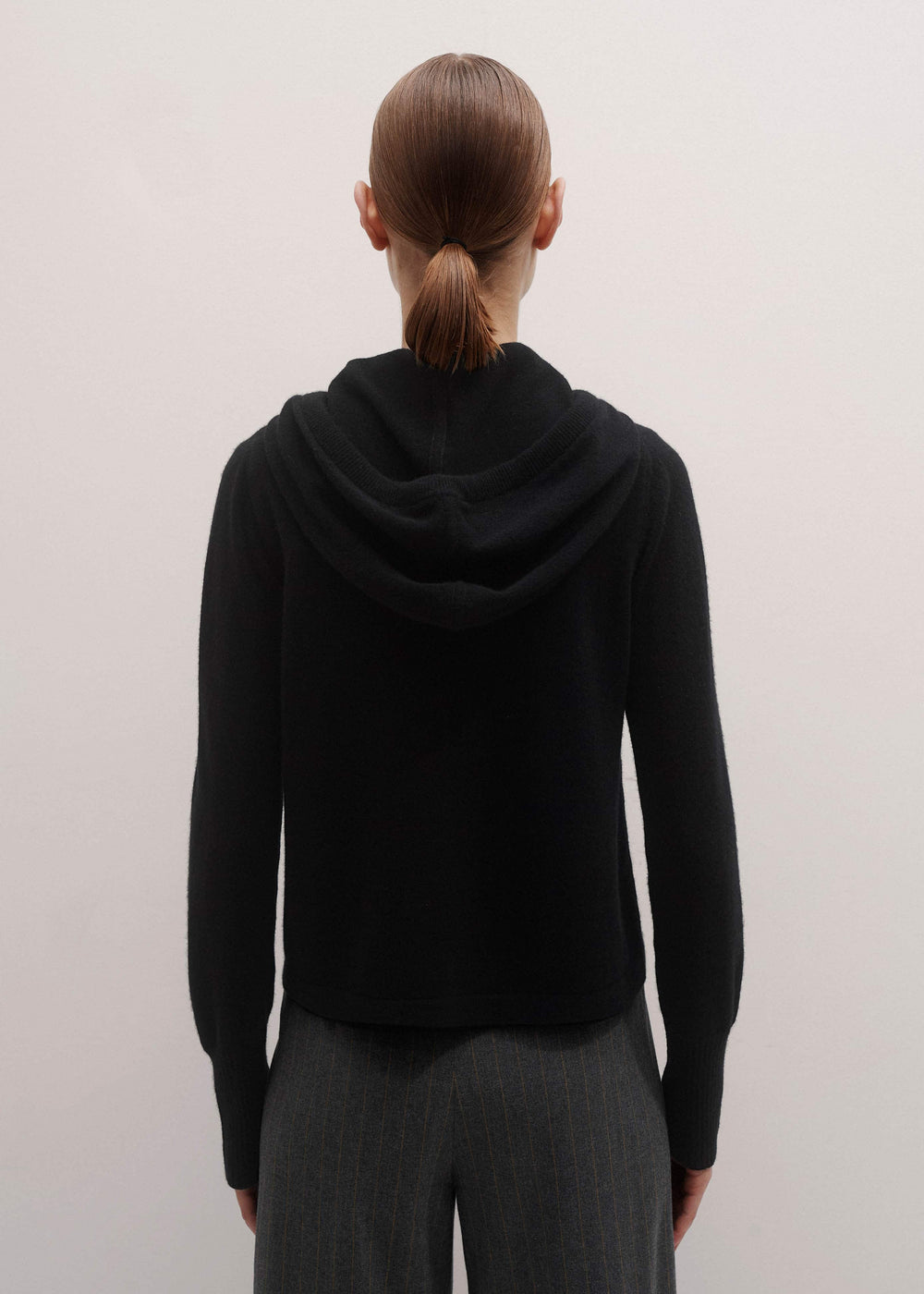 Black Cashmere Relaxed Fit Box Zip Hoodie meandem